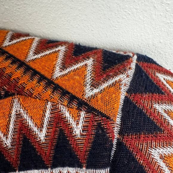 Zink London Dress Aztec Print Long Sleeve Rust Orange Small Stripes Western - Picture 8 of 12